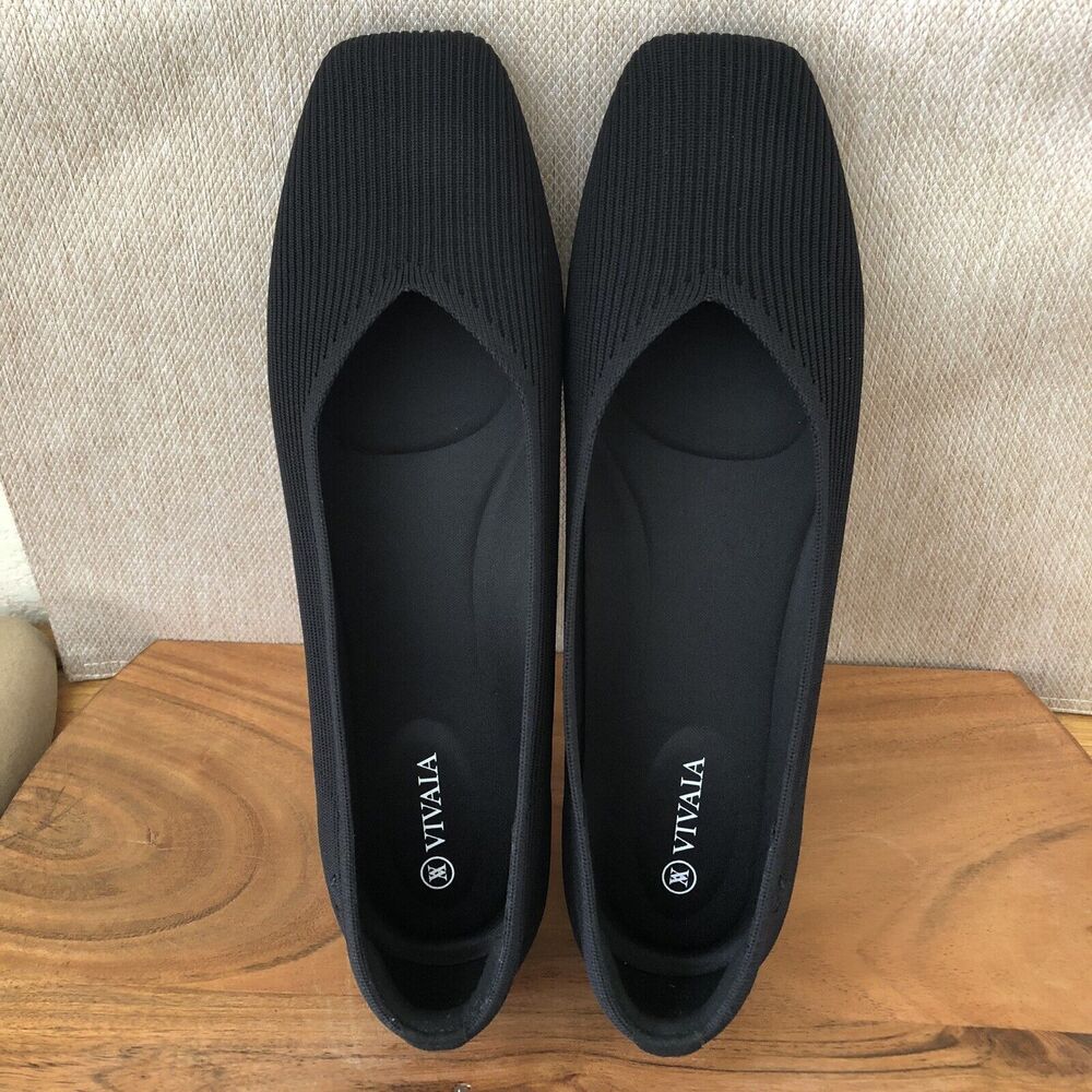 Vivaia Shoes Margot 2.0 Square Toe Ballet Flats Comfort Black Womens 44 US 12